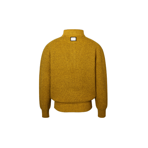 Cashmere High Neck Double Zip-up Crew Neck Knit [Mustard]