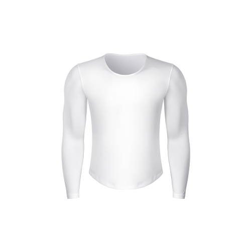 Semi Wide Neck Satin Muscle-Fit Long Sleeve [White]