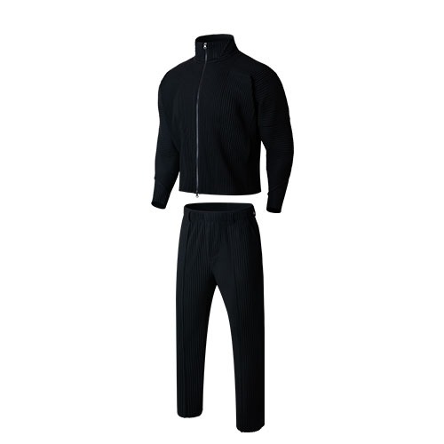 Volante Pleats Over-Fit Jacket 2PCS Set-up [Black]