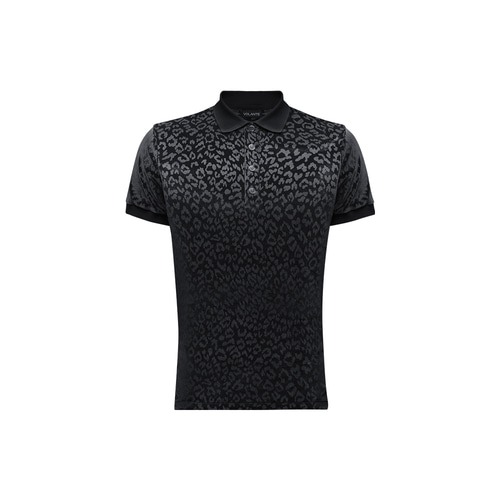 Premium Leopard Velvet PK Shirts [Black]